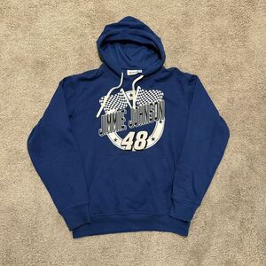 Vintage Nascar Jimmy Johnson Embroidered Racing Hoodie Blue Size Large